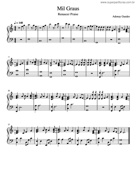 Partitura da música [Intro] 1000 Graus – Renascer Praise